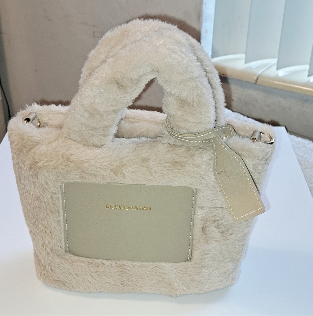 Beige Faux Fur Tote Bag